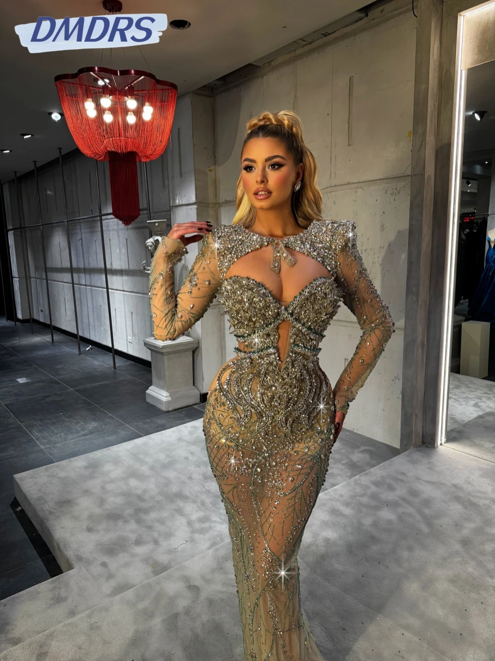 2026 Nieuwe Sparkly Kralen Kristallen Avondjurk Voor Vrouwen Illusion Schede Lange Bruiloft Jurk Aangepaste Luxe Prom Jurken