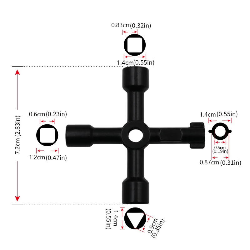 

4 In 1 Multifunction Electrician Plumber Utility Cross Switch Wrench Universal Square Triangle Key for Gas Train Bleed Radiator