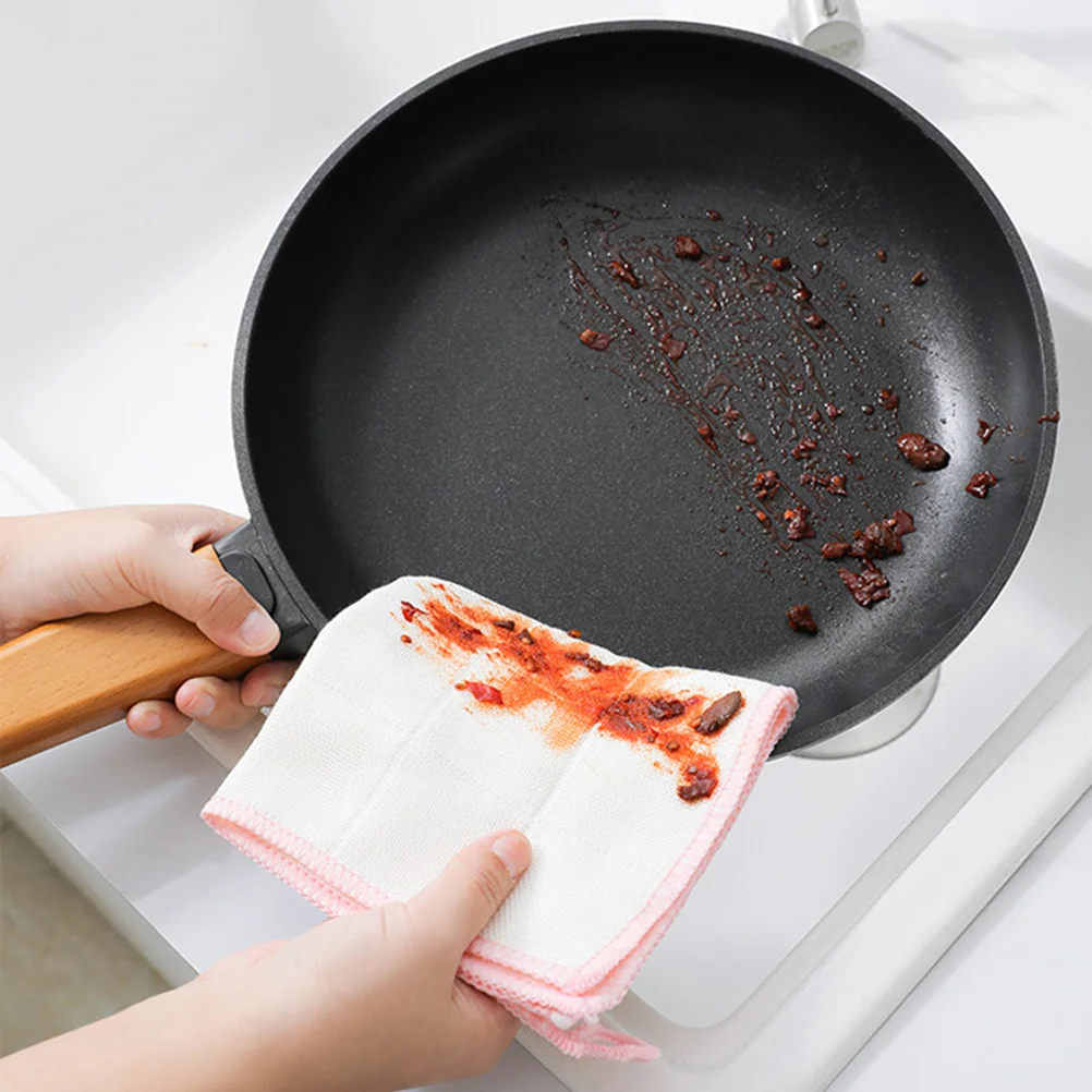 

5pcs Wooden Fiber Dish Cloth Durable High Absorbency Kitchen Cleaning Rag For Counter Window Furniture Wiping Mixed Color