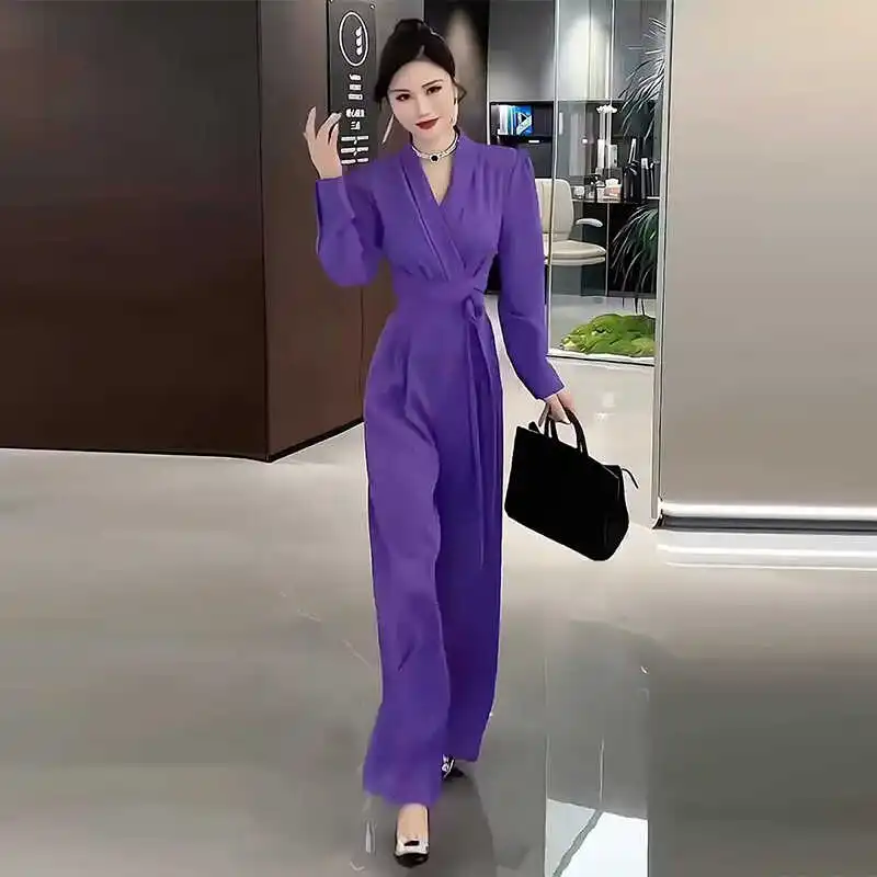 

Женский модный комплект-костюм с длинными рукавами, утягивающий, с высокой талией, широкими штанинами, весна-осень, новый, омолаживающий эффект