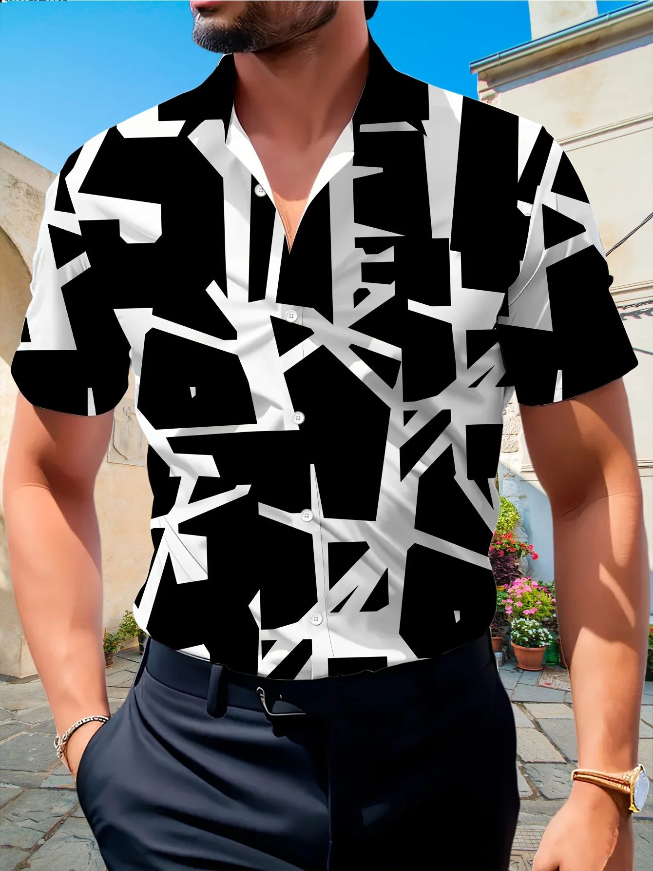 The New Men's Short-Sleeved Shirt for Summer 2025 Is Breathable Lightweight Casual and Fashionable with 3D Printing