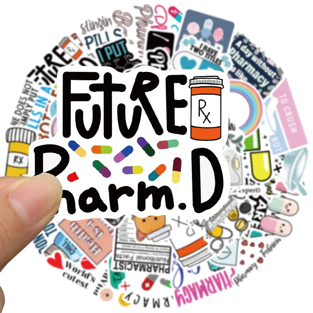 

10/50PCS Funny Cartoon Pharmacist Pill Graffiti Stickers Tooth Decals Laptop Suitcase Phone Diary Stationery Sticker Toys Gifts
