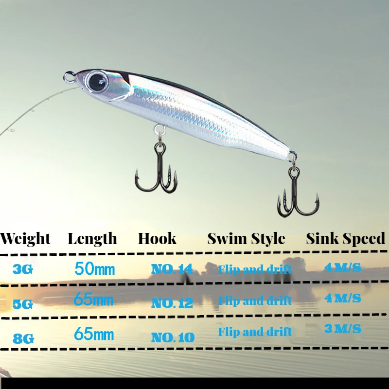 1 pacote de 5 peças iscas biônicas, lentos afundando iscas falsas, roadrunners