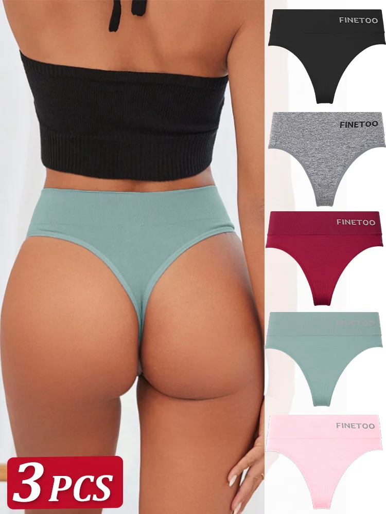 3Pcs Frauen Nahtlose Hohe Taille G-string Damen M-2XL Thongs Komfortable Bikini Höschen Tanga Unterhose Mädchen Unterwäsche Dessous