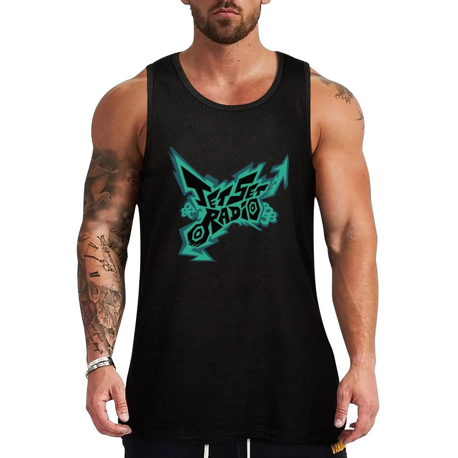 

Jet Set Radio (JSR) Logo Turquoise 2 Tank Top Workout Tank Top Breathable Athletic Fitness Sleeveless