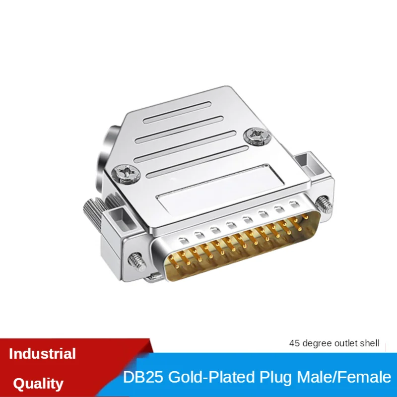 

DB25 Welding Head Male Plug / Female Socket 45 Degrees Metal Shell Kit 2 Rows 25 Pin Serial Port Connector Socket D-SUB Adapters