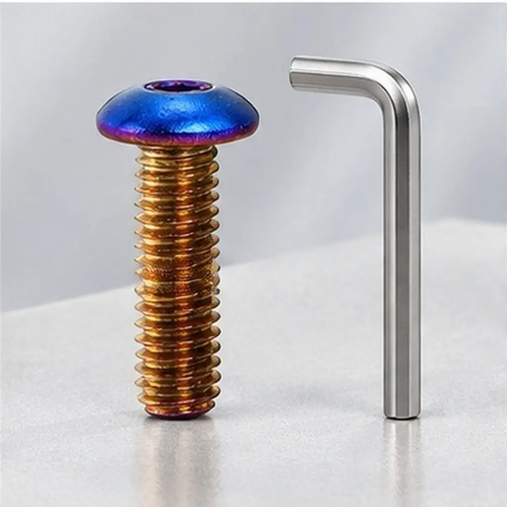 8Pcs M5x0.8 Round Steering Wheel Screws Colorful Baked Blue Racing Car Modified Fastening Screws Kit Car Fixing Bolts
