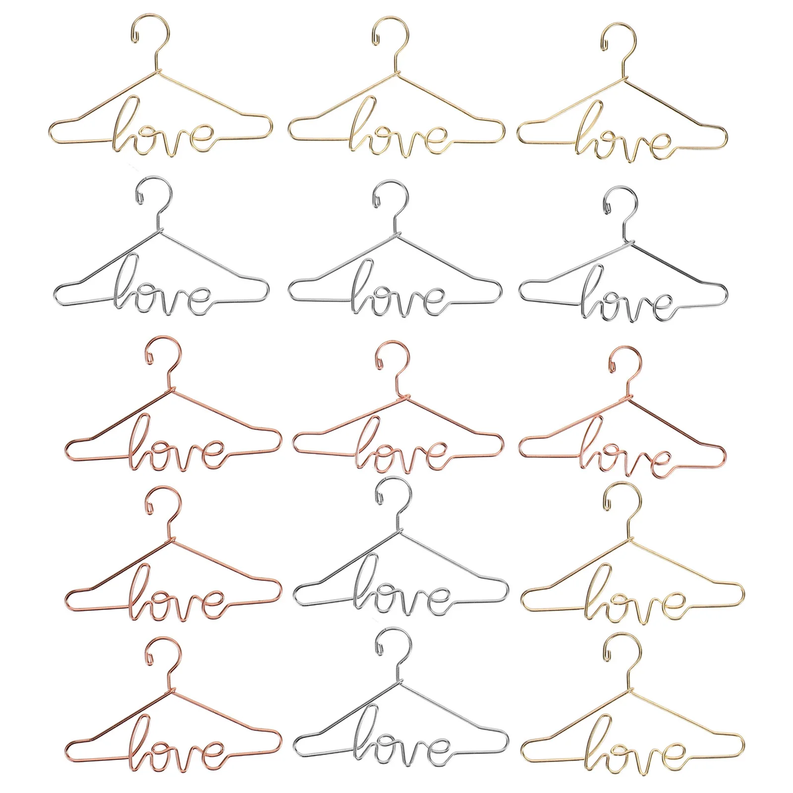 

15Pcs Mini Clothes Hangers Love Letter Design for Organizing Dollhouse Accessories Miniature Outfit Hangers Pet Clothes Hanger