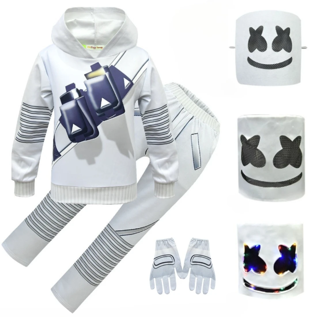 

Kids Boys Electronic Sound Singer DJ Long Sleeves Hoodies Pants Clothes Sets Cosplay Costume Halloween Party Role Play Outfit