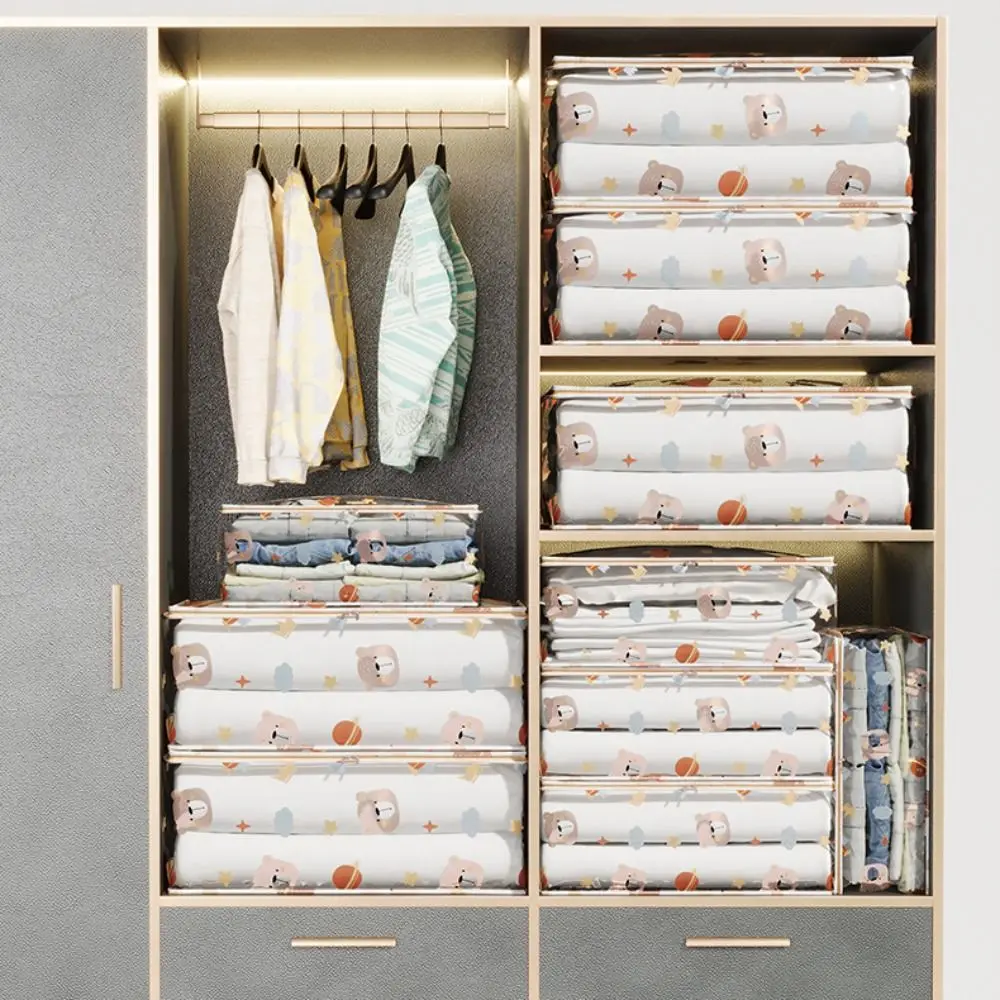 سعة كبيرة منظم الملابس المنزلية الغبار مقاوم للماء حقيبة لحاف شفافة جديدة مطبوعة حقيبة التخزين ثلاثية الأبعاد