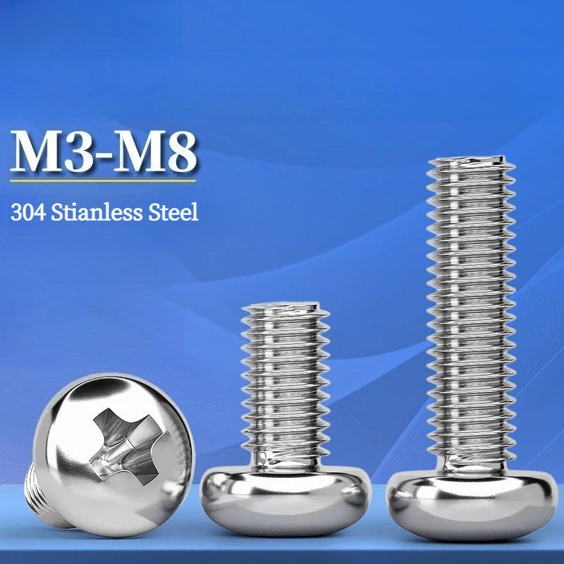 500h Passivation Salt Spray Cross Round Pan Head Screws Bolts YB818 304 Stianless Steel M3 M4 M5 M6 M8