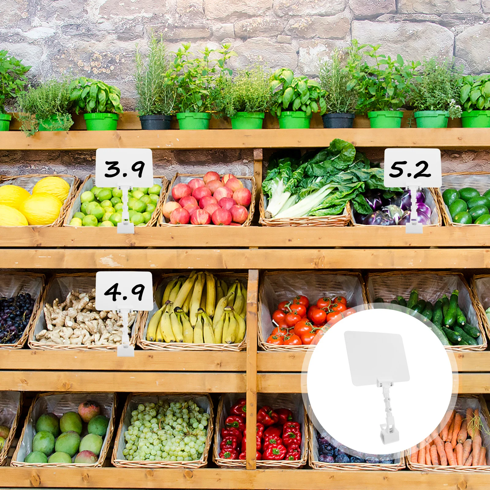 Price Tag Clip Fruit Sign Holder Display Stand PVC Advertising Label Rack Supermarket