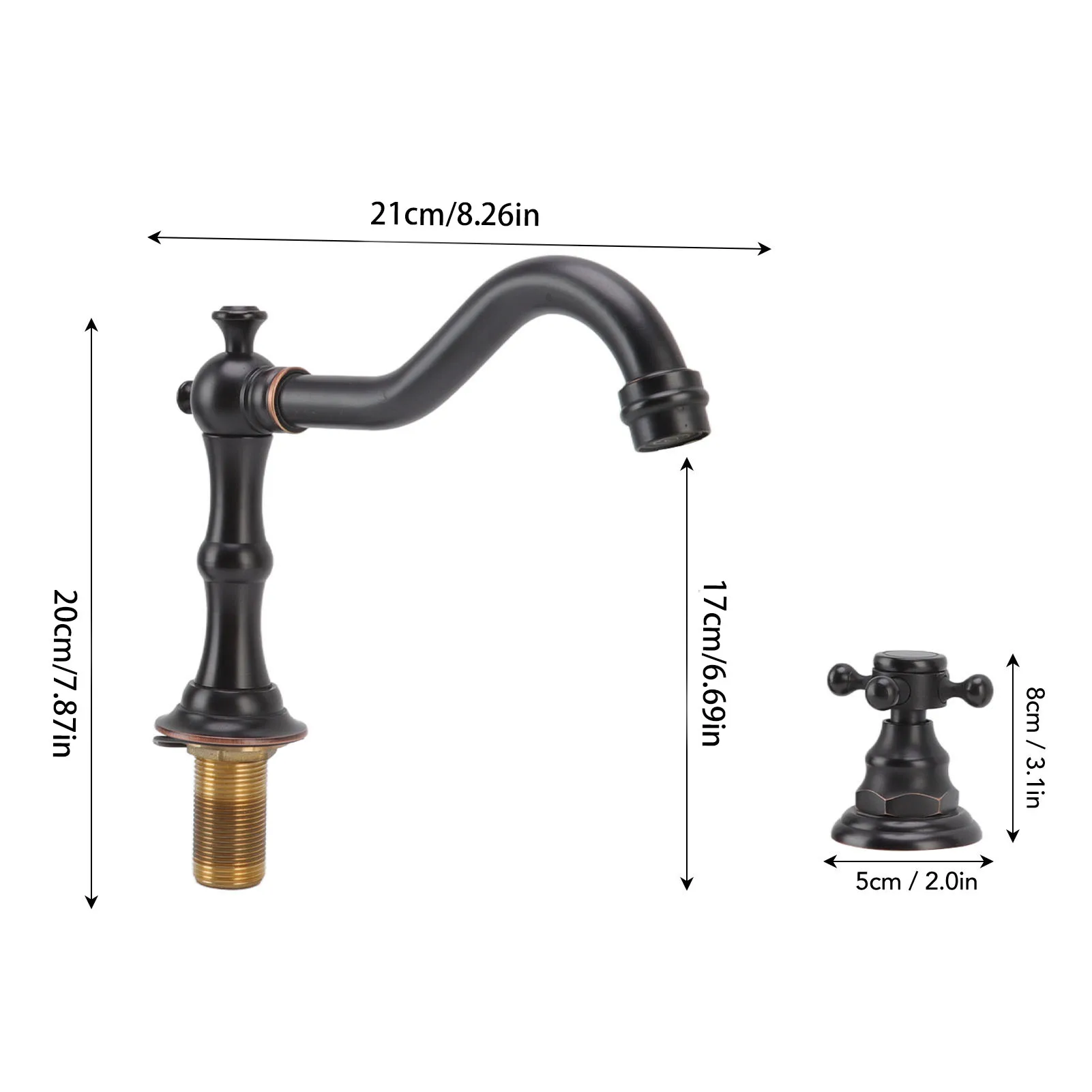 الحمام صنبور مقبض مزدوج صنبور النحاس مانعة للتسرب مقاومة للتآكل جميلة G1/2 الموضوع ثلاثة حفرة حوض للحمام صنبور #6