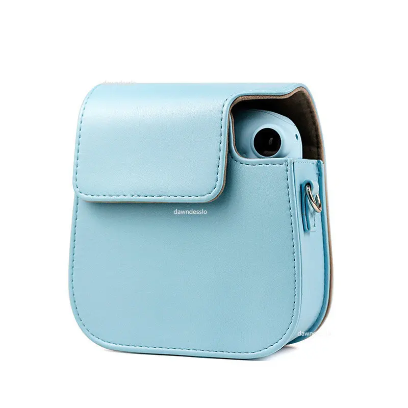 PU Leather Film Camera Bag Soft Silicone Cover Bag for Instax Mini 11 Camera Case for Fujifilm Film with Shoulder Strap