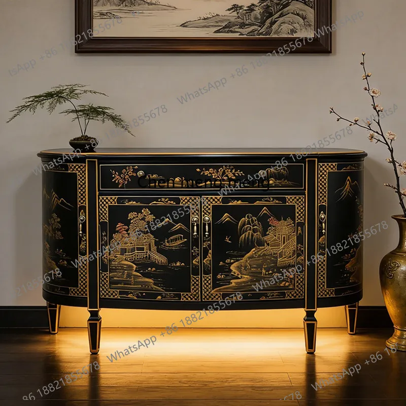 

Retro, entrance, entrance hall cabinet decoration, solid wood, storage side cabinet