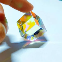 Prism Six-Sided Bright Light Combine Cube Prism 23*23*23mm Stained Glass Beam Splitting Prism Optical Experiment Instrument