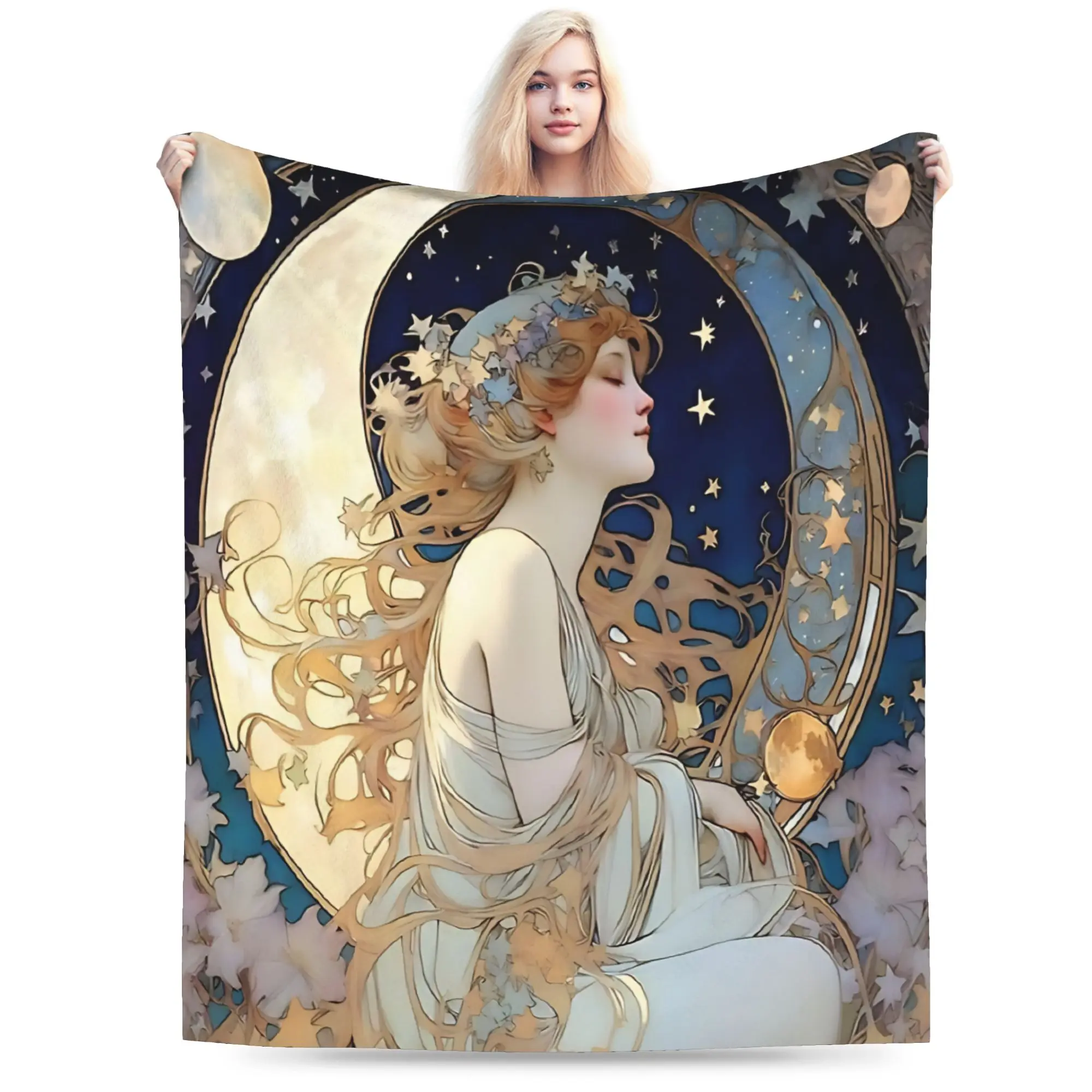 Language of Flowers Alphonse Mucha   Blanket  Soft Warm Funny Plush Bedding ThrowsChair Sofa Bed Flannel Bedspread Bed Cover
