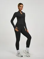 Fitfemme 2Pcs Women's Spring Yoga Sport Suit High Waist Legging Jacket Lifting Running Pants Outdoor Set - Image 2