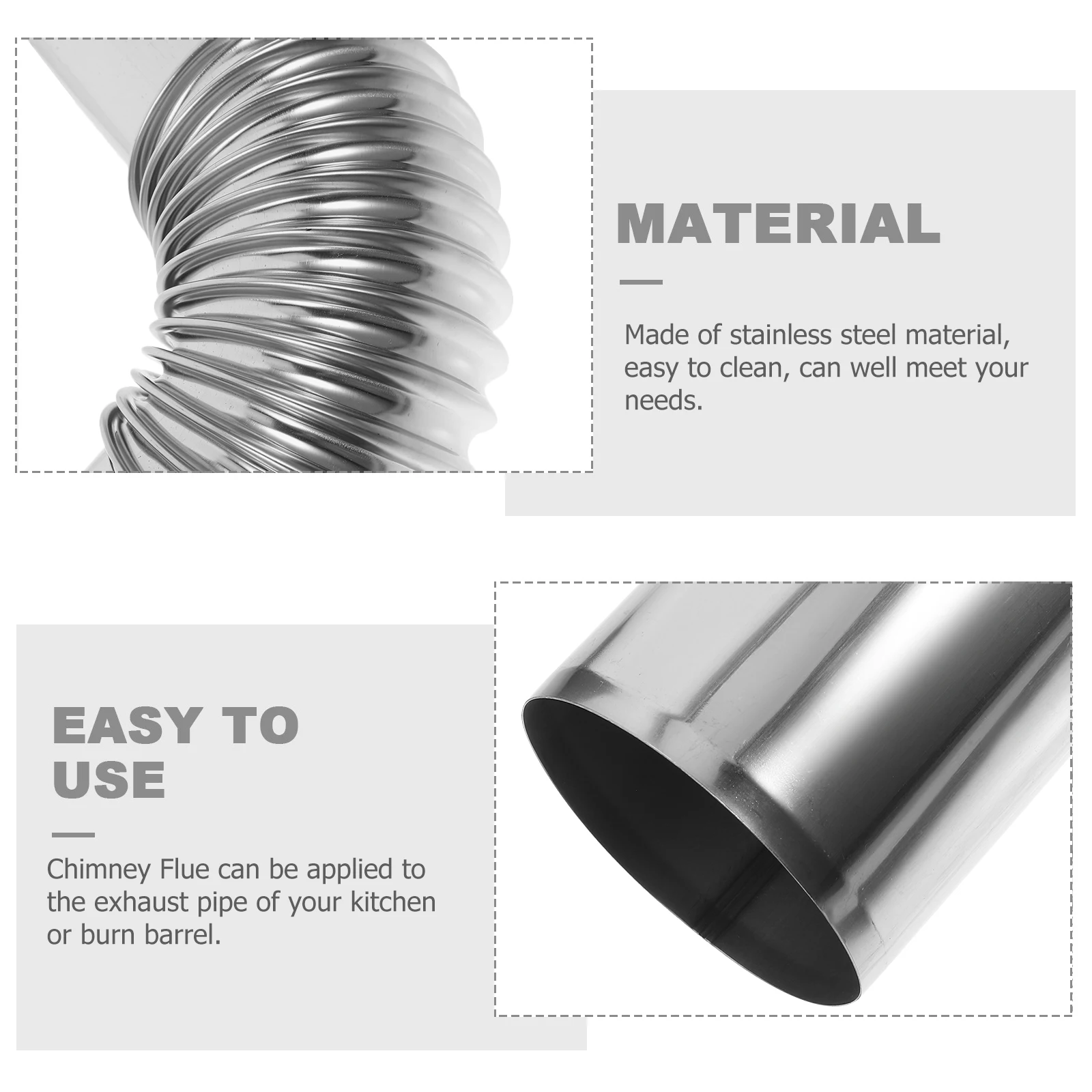 

1 set Flexible Chimney Flue 1 Set Stainless Steel Metal Flue For Stove Exhaust Smoke Vent Hose High Temp Resistant Easy Install
