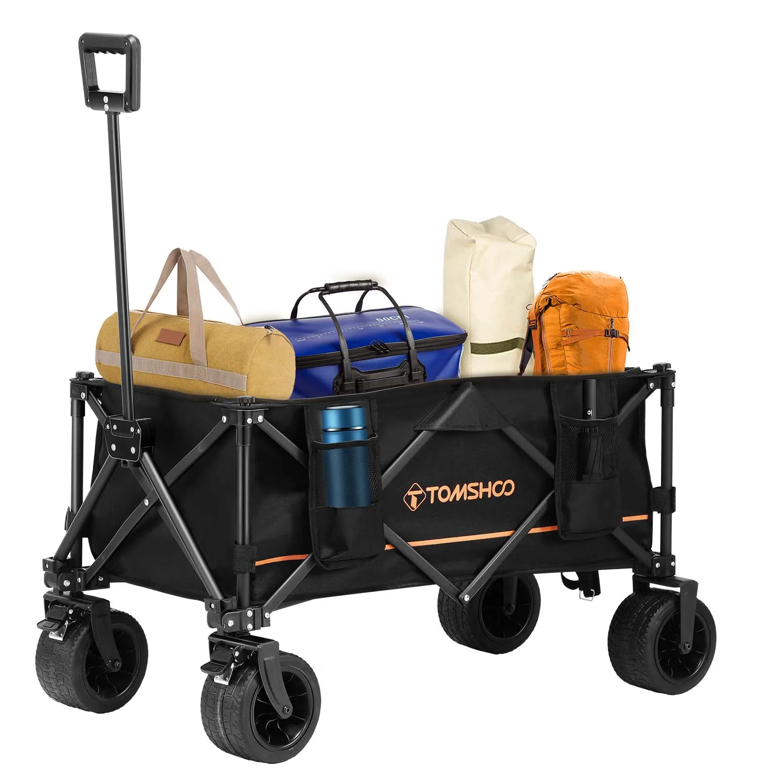 

TOMSHOO Collapsible Folding Wagon Cart/Portable Large Capacity Camping Wagon/All Terrain Foldable Wagon/Heavy Duty Utility Cart