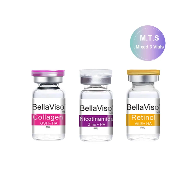 BellaViso Mixed 3 Vials MTS Facial Serum Collagen Nicotinamide Retinol Skin Whitening Lifting Rejuvenation Skincare Essence