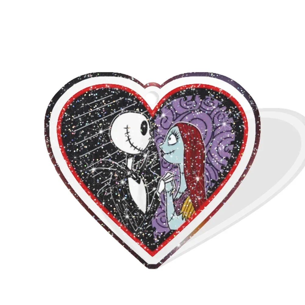 10 Pcs /Lot Mini Disney Valentines Planar Jack And Sally Acrylic Resin With Hole Resin Charms For Keychains Little Dangles