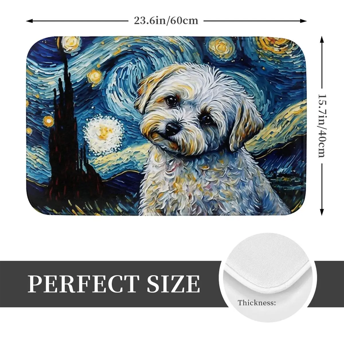 Maltese Terrier Starry Night Maltese Terrier Puppy Anti-slip Doormat Floor Mat Carpet Rug for Kitchen Entrance Footpad Mat