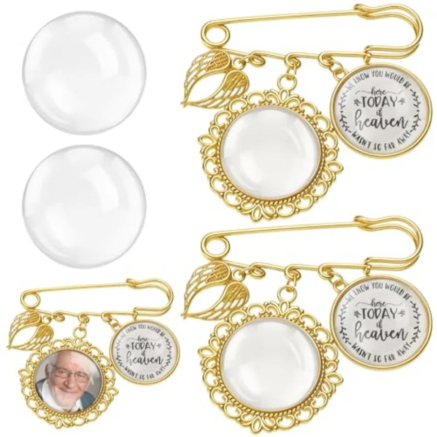 

Tondiamo 2 Pcs Memorial Graduation Tassel Photo Charm with Wing DIY Pin Brooch Memory Tassel Picture Grad Cap Decoration Person