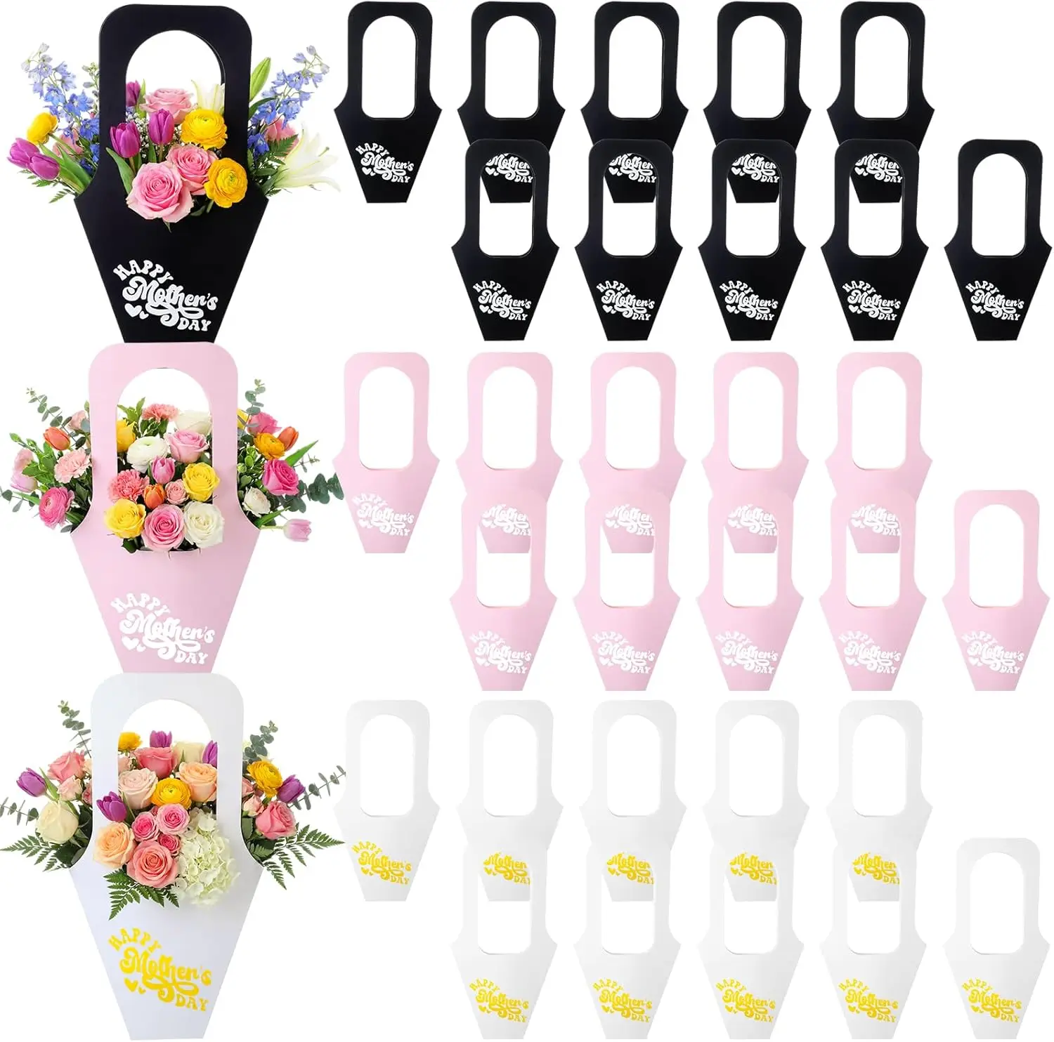 

30 шт. подарочных пакетов с цветочным принтом и ручками, водонепроницаемые коробки для букетов, декор для Дня матери и дня рождения