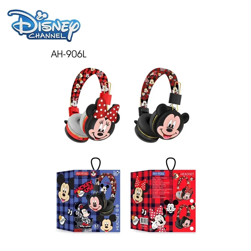 سماعات رأس بلوتوث من نوع AH-top Disney Mickey وminnie ، سماعات أذن لاسلكية ، صوت HIFI ، سماعات رأس قابلة للطي مع ميكروفون ، كرتون أنيمي ، هدايا أطفال