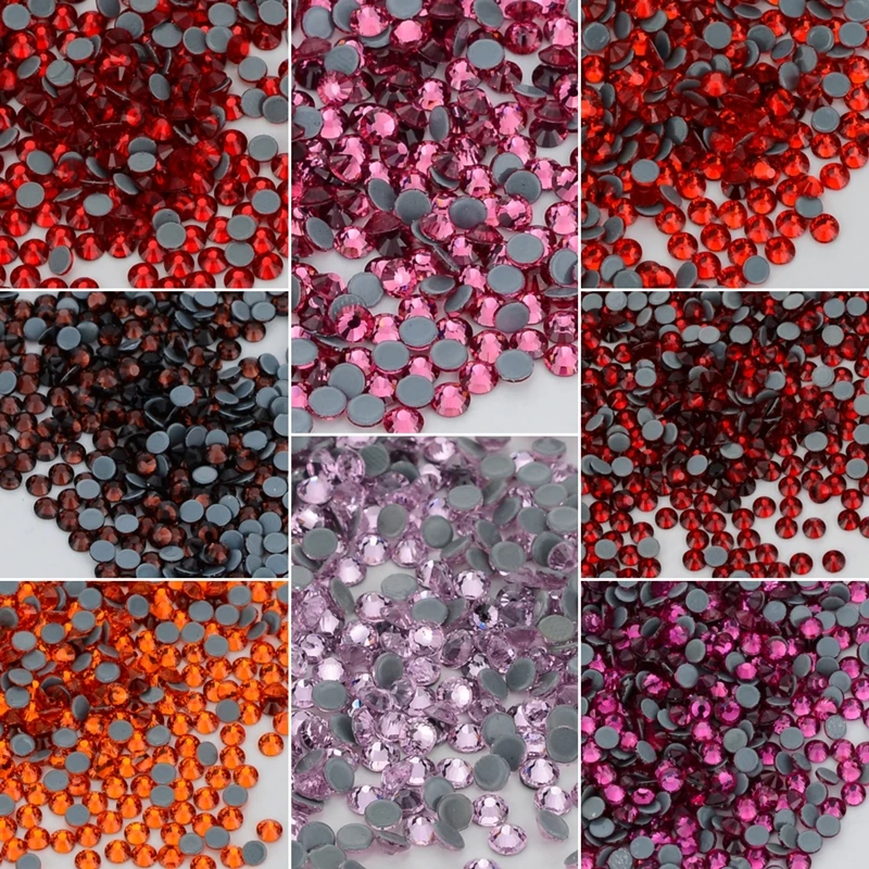 Red High Quality SS6-SS30 Glass Flatback Rhinestone Glitter Crystal Iron On Diamond Hotfix Rhinestones for DIY Clothes Fabric