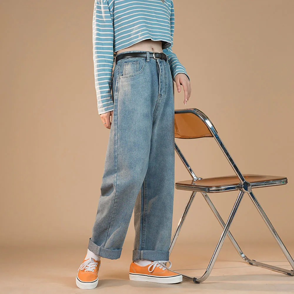 

Oversize Women Loose Straight Jeans Spring Autumn Vintage High Waist Wide Leg Denim Pants Female Casual All-match Trousers
