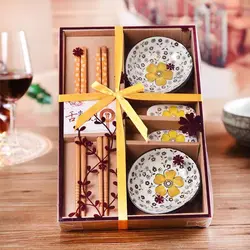 Dragon Ceramic Sushi Dish with Chopsticks And Rack - Chinese Creative Tableware Set Includes Chopstick Holder And Gift Box