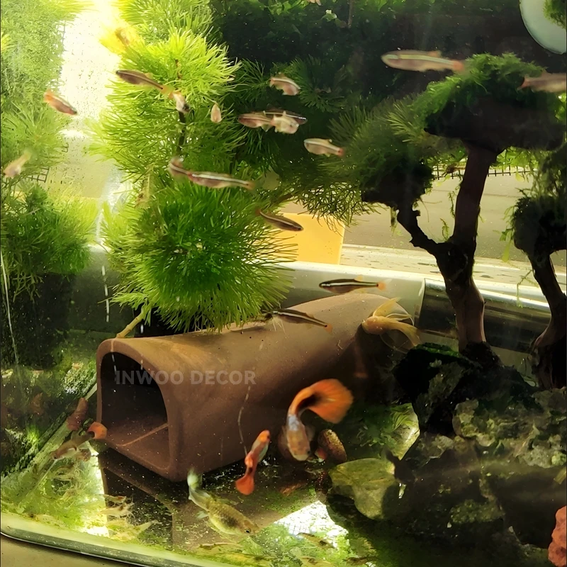 Lila Ton-Aquarium-Fischbecken-Landschaftsdekoration Zubehör Haustier-Fischzuchthaus Unterschlupf Feengarten Heimdekoration – Detail 9