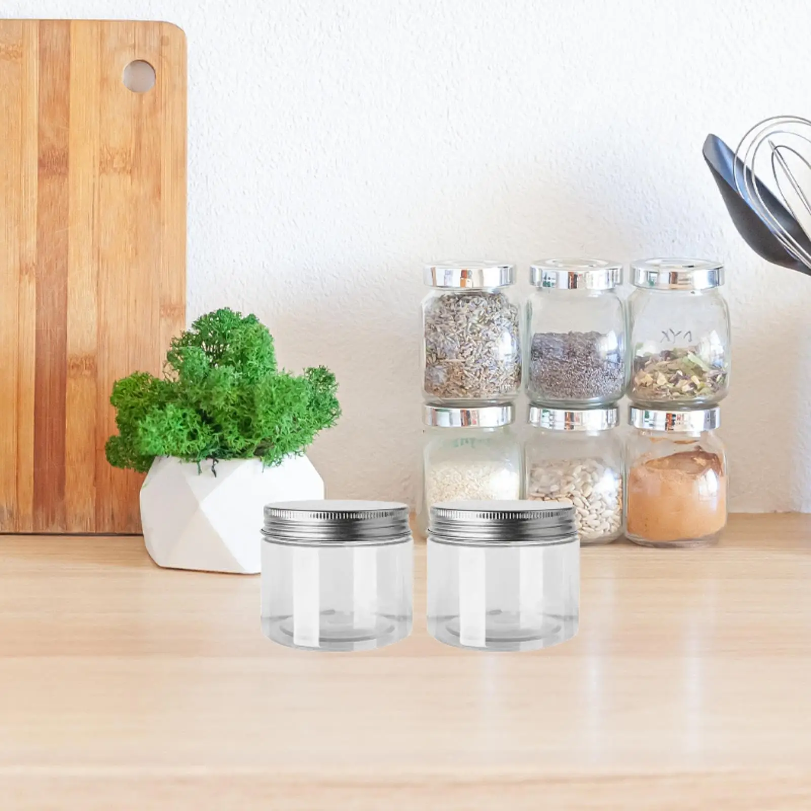 2 Pieces Empty Jar Cosmetics Container Leakproof Storage Bottle Kitchen Canisters for Coffee Beans Spice Dry Food Body Lotion