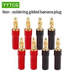 YYTCG 8pcs 4mm Banana plugs Gold plated speaker connector adapter audio wire connector 1pair black&red in silicon tube