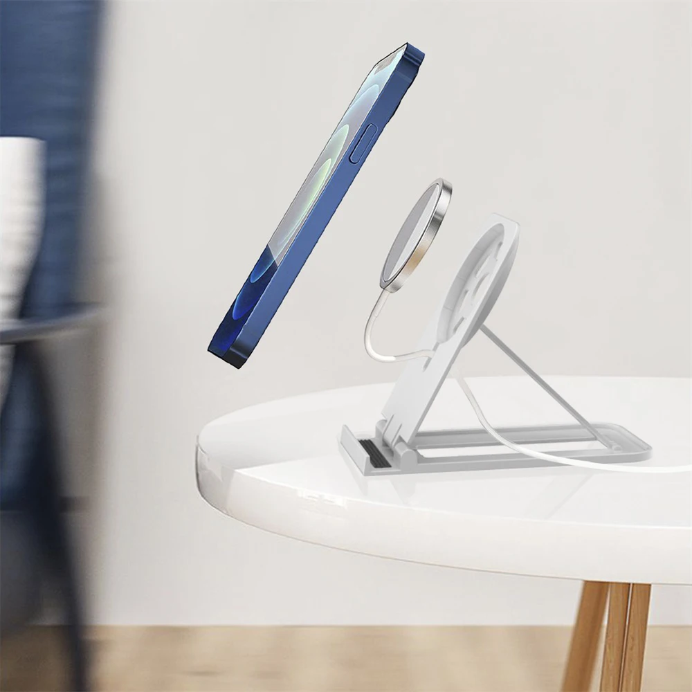 Mini Convenient Foldable Adjustable Desktop Phone Holder Plastic Stand For Magnetic Wireless Charging Bracket Tablet General