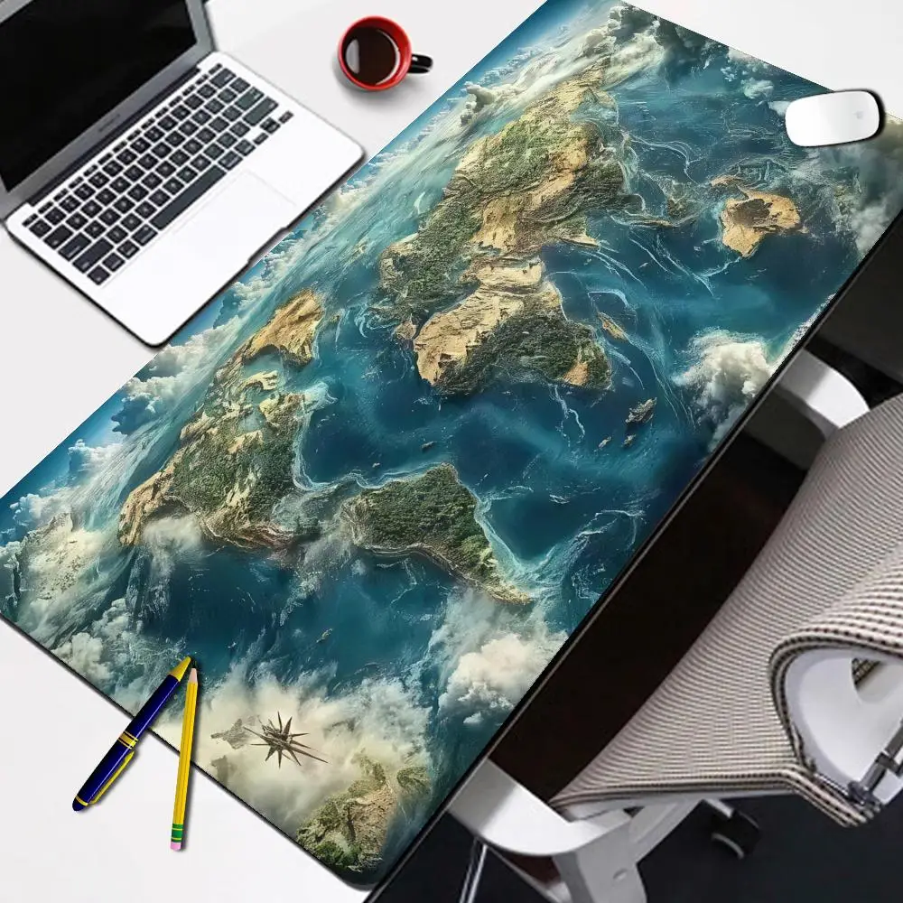 HYBXAXC Mouse Pad A Large Gaming Mouse Pad Featuring A Adventure-Style World Map Design, with a Non-Slip, Washable Rubber Base.
