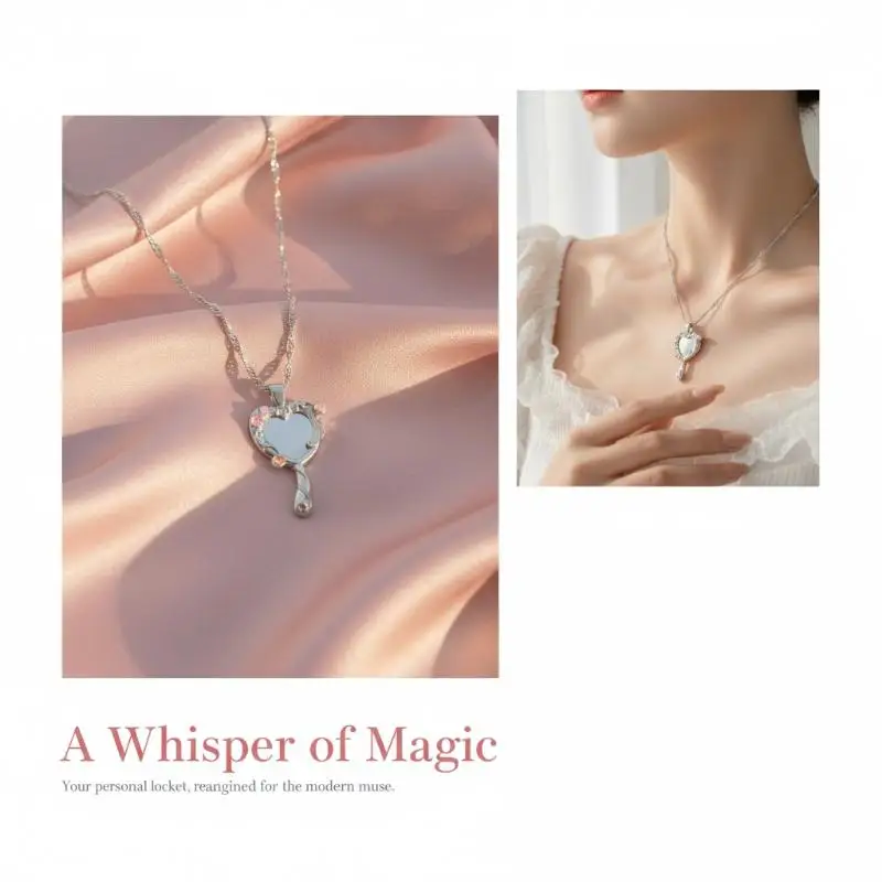 Classic Heart Mirrored Pendant Necklace Timeless Elegant Clavicle Chain for Women Mother's Day Thanksgiving Gifts