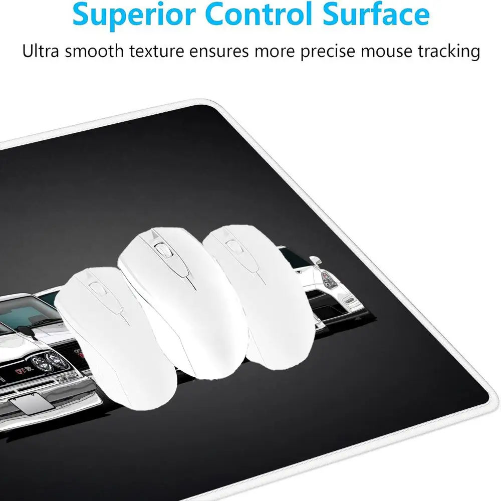 لوحة ماوس سيارة رياضية بيضاء كبيرة للألعاب غير قابلة للانزلاق ملحقات مكتبية لوحة مفاتيح جمالية للكمبيوتر المحمول والكمبيوتر اللوحي حصيرة لعب الكمبيوتر
