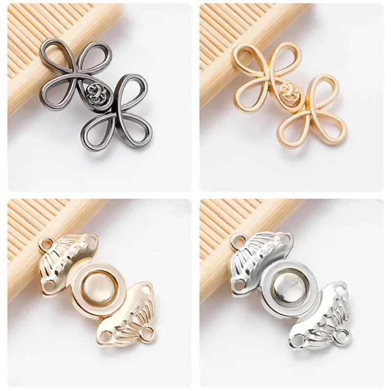 10 Pairs Chinese Knot Buttons Swirl Flower Frog Button Cheongsam Dress Coat Clasp Fasteners Cardigan Clip Sewing Buttons