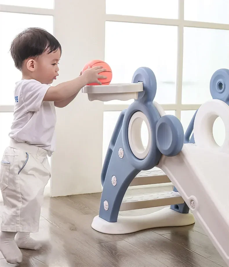 Baby Slide Children Indoor Home Safety Slide outdoor Kindergarten Slide Kids Playground Sports Game Toys include Basketball Hoop