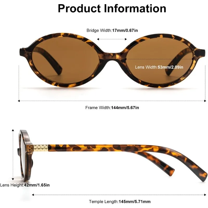 1/2 Stück Herren Vintage Ovale Sonnenbrille 90er Y2K Designer-Stil – Detail 6