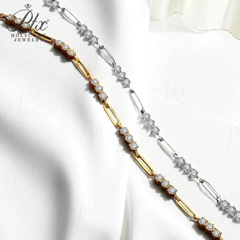 

Moissanite Bracelet 16+3cm 3.0mm Round Cut D Color 925 Sterling Silver Anniversary Gift Wedding Jewelry Daily Wear Top Quality