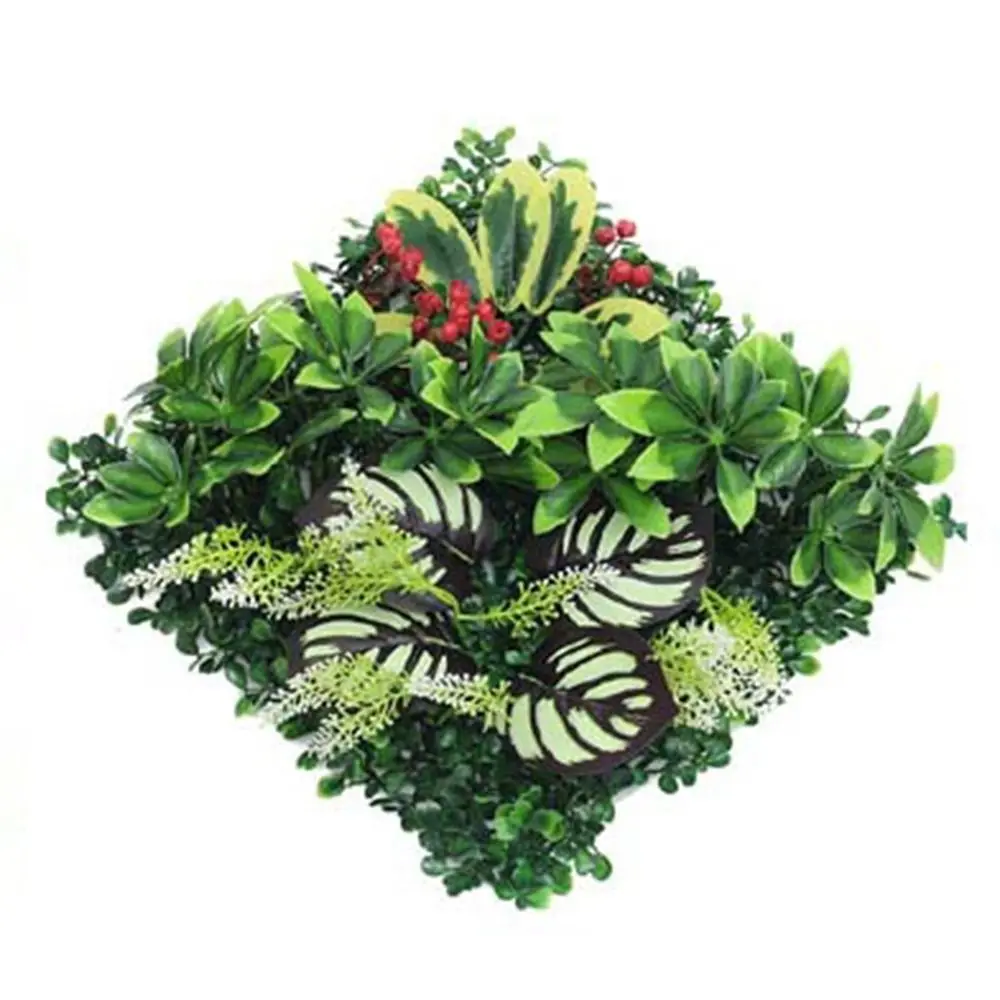 DIY Artificial Plant Wall Panel Durable Lifelike Artificial Eucalyptus Carpet Green 25*25cm Artificial Fern Grass