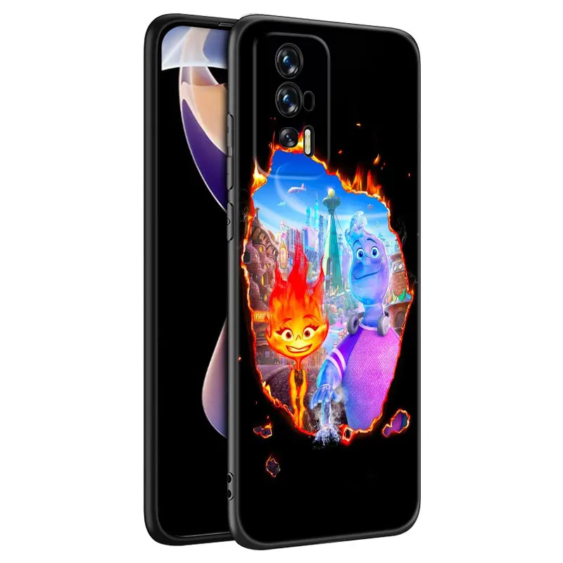 Disney Elemental Black Phone Case For Xiaomi Redmi 11 Prime 11A 12C 13C A1 A2 + A3 12 4G 10 5G 9A 10A 9C 10C 9i 12R 13R Note 9T