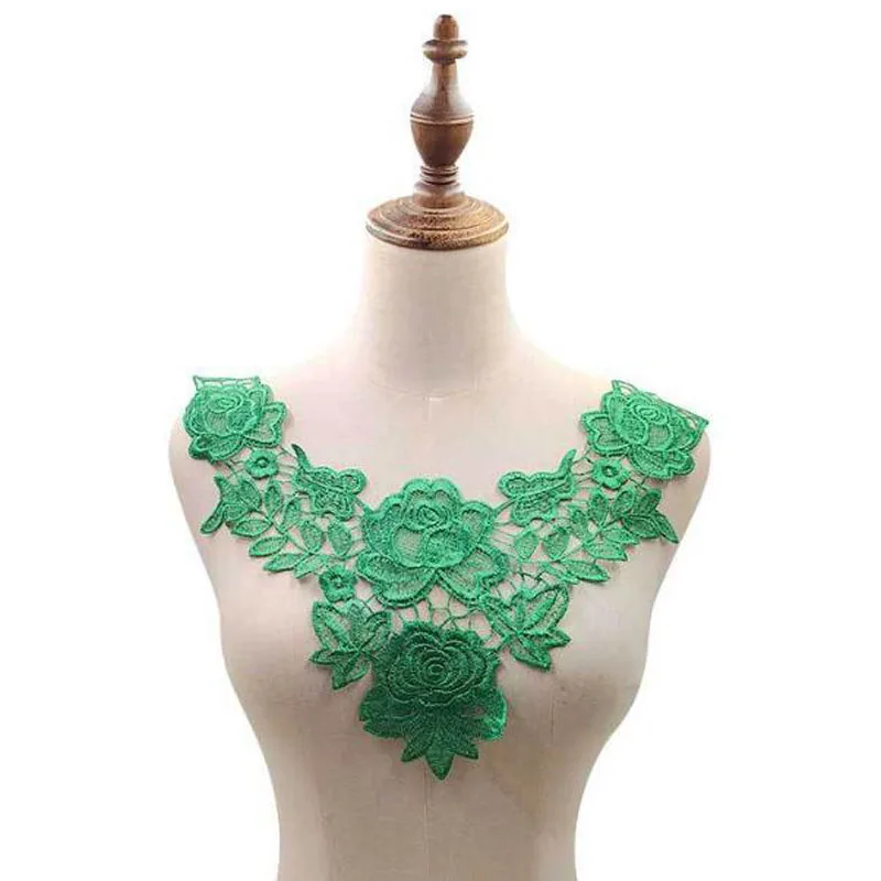 NEW rose embroidery flower lace collar Fabric Sewing Applique DIY guipure ribbon trim neckline Womens dresses cloth decor