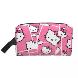 Borsa per il trucco personalizzata Hello Kitty Cartoon Cat Pattern per le donne Travel Cosmetic Organizer Kawaii Storage borse da toilette