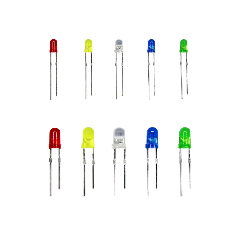 Mixed Color LED Light Emitting Diode Kit com Caixa, Vermelho, Verde, Amarelo, Azul, Branco, Variedade, Novo, 3mm, 5mm, 20 PCs/Lot, 200 PCs/Lot