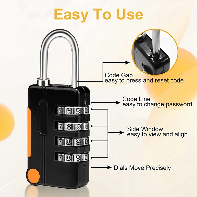 Комбинированный навесной замок из 2 предметов, водонепроницаемые навесные замки черного и серебристого цвета для школьного шкафчика для спортзала, ворот, сарая, 4-значный код, защитные замки